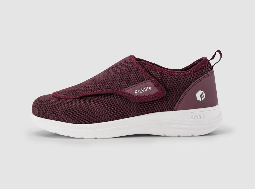 FitVille Chaussures De Marche Femmes Extra Larges Avec Scratch - Respirantes Antidérapantes Rééducation